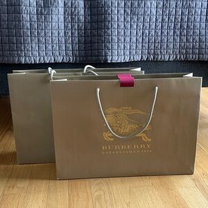 2 Burberry Brown Shopping Bag with Gold Logo